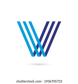 Abstract V, W letter logo design vector template