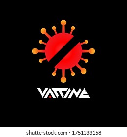 Abstract vaccine logo vector design isolated on black background. concept of healthcare and medical.