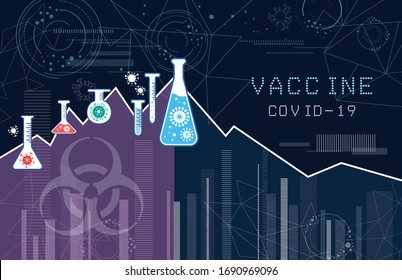 Abstract vaccine research diagram with lab flask
Vector virus charts and treds illustration