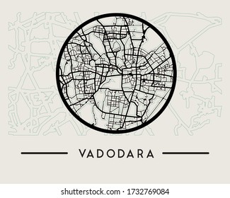 Abstract Vadodara City Map - Illustration as EPS 10 File
