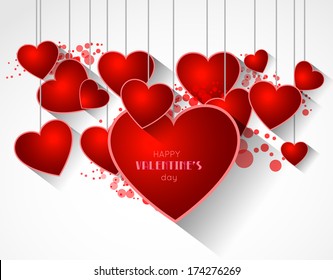 abstract valentine background with heart and long shadow effect