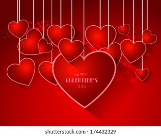 abstract valentine background with heart and long shadow effect