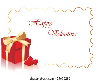abstract valentine background with red gift, set of heart