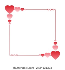 Abstraktes Valentinstag-Rahmendesign mit geometrischen Herzen, Farbverlauf-Rot