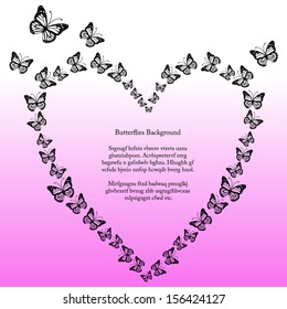 abstract valentine card design with butterfly silhouettes and place for text