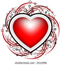 abstract Valentine card with scrolls, circles  and heart shape - vector illustration