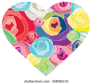 Abstract valentine composition colorful flower of the heart. Vector illustration graphic
