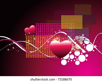 abstract valentine day background with curve stripes, romantic heart