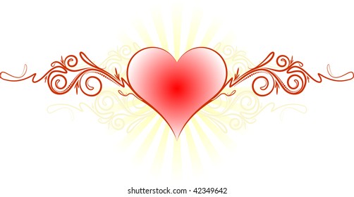 Abstract valentine design with rays.