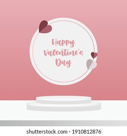 Abstract valentine geometric empty podium or pedestal display for product placement on colorful background with box stand concept