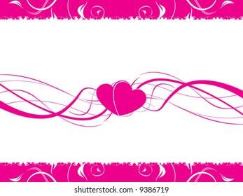 Abstract valentine hearts and waves with white and pink background , Vector illustration
