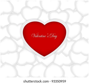Abstract valentine on white background paper hearts