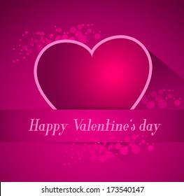 abstract valentine postcard with heart and long shadow effect