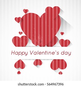abstract valentine retro background with hearts and long shadow effect