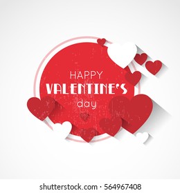 abstract valentine retro background with hearts and long shadow effect