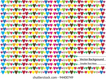 abstract valentine vector background with colorful heart silhouettes isolated on white background with lines and place for your text