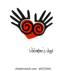 Abstract valentines background with heart in the human hands