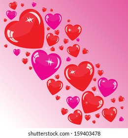 Abstract Valentine's background with Red hearts and stars