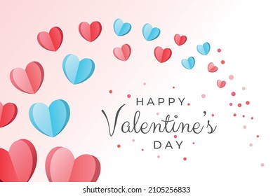 Abstract Valentine's day background with cute paper heart on pink background