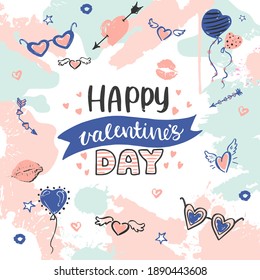 Resumen de los antecedentes del Día de San Valentín. Banner vector dibujado a mano.