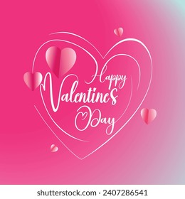Abstract Valentine's Day background with paper cut hearts. Valentine's Day poster, background. Outline two hearts and the words Happy Valentine's Day.