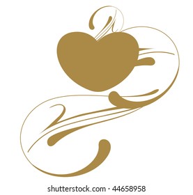 Abstract valentine's day card with floral heart background, vector illustration