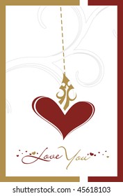 Abstract valentine's day card with floral heart background, vector illustration