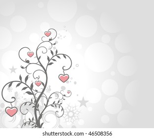 Abstract valentine's day card with floral heart background, vector illustration