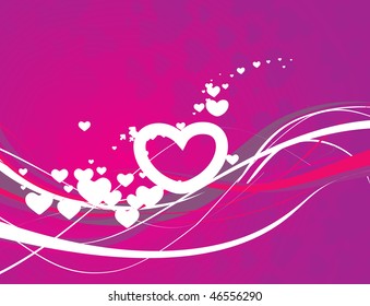 Abstract valentine's day card with wave line heart background, vector illustration