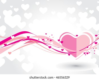 Abstract valentine's day card with wave heart line background, vector illustration