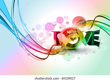 Abstract valentines day colorful 3d love design element background.