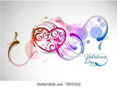 Abstract valentines day colorful floral heart design element background.