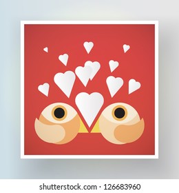 Abstract Valentine's Day design vector with stylish birds and hearts