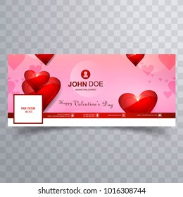 Abstract valentine's day facebook cover design illustration