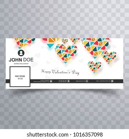 Abstract valentine's day facebook cover design illustration