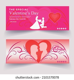 Abstract valentine's day facebook cover design illustration