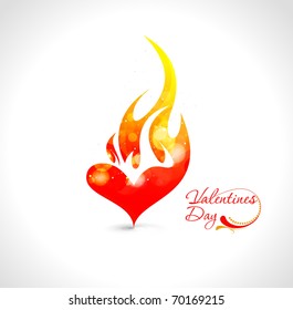 Abstract valentines day fire heart design element background.
