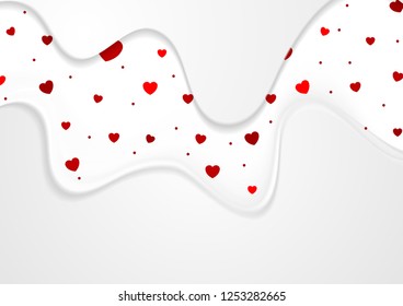 Abstract Valentines Day greeting card wavy background. Vector design