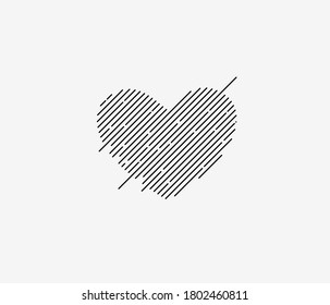 Abstract valentines day hearts vector line art design.