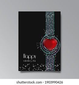 Abstract Valentine's Day page design for web and print, with heart and stars, love concept, young colorful invitation design.