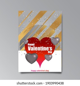 Abstract Valentine's Day page design for web and print, with heart and stars, love concept, young colorful invitation design.