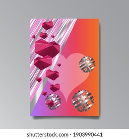 Abstract Valentine's Day page design for web and print, with heart and stars, love concept, young colorful invitation design.