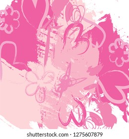 abstract valentines day pink paintbrush background. creative colorful pink nice brush strokes for Valentine's day. vector illustration. 