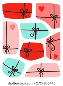 Abstract Valentine's Day poster. Hand drawn design for banners, wallpaper, and cards.