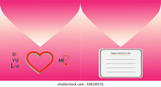 Abstract Valentine's day red heart on the pink guardian tone design as an envelope for background, letter design "Do you Love me? ", and a note space, Vector illustration.