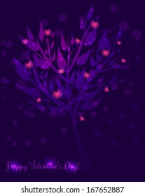 Abstract Valentine's day tree with hearts in purple and pink colors