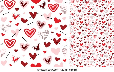 Abstract Valentine's day wallpaper with hearts. Love doodles hearts holiday texture.Square background, repeatable pattern. St Valentine's day wallpaper, valentine present, Doodle style, elements.