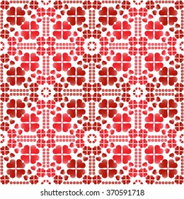 Abstract Valentine's seamless pattern with red gradient heart shapes on white background