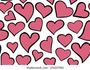 Abstract Valentine's vector seamless pattern with red hearts. You can use any color of background