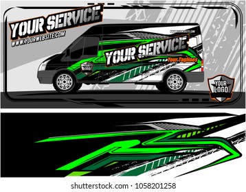 abstract van graphic kit for vinyl wrap and car branding. Racing Background for vehicle vinyl wrap